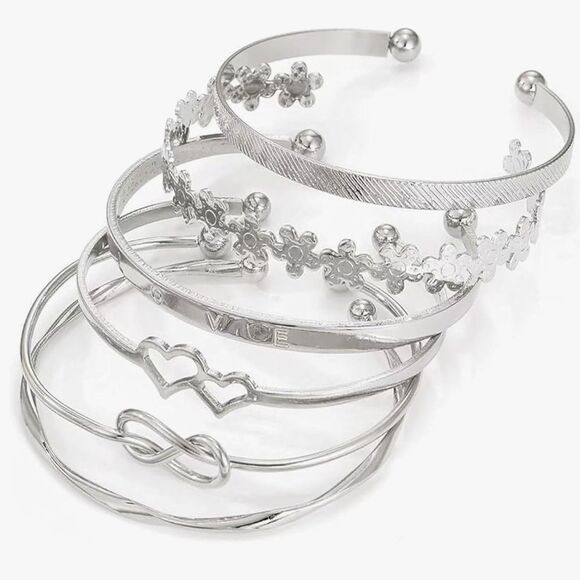 New! Love Knot Silvertone Boho Open Cuff Adjustable Bracelet - Picture 7 of 7